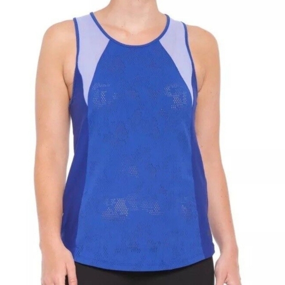 Under Armour Heat Gear Blue Sheer Tank Top Women's Medium M Open Back Fitted EUC - Picture 10 of 13